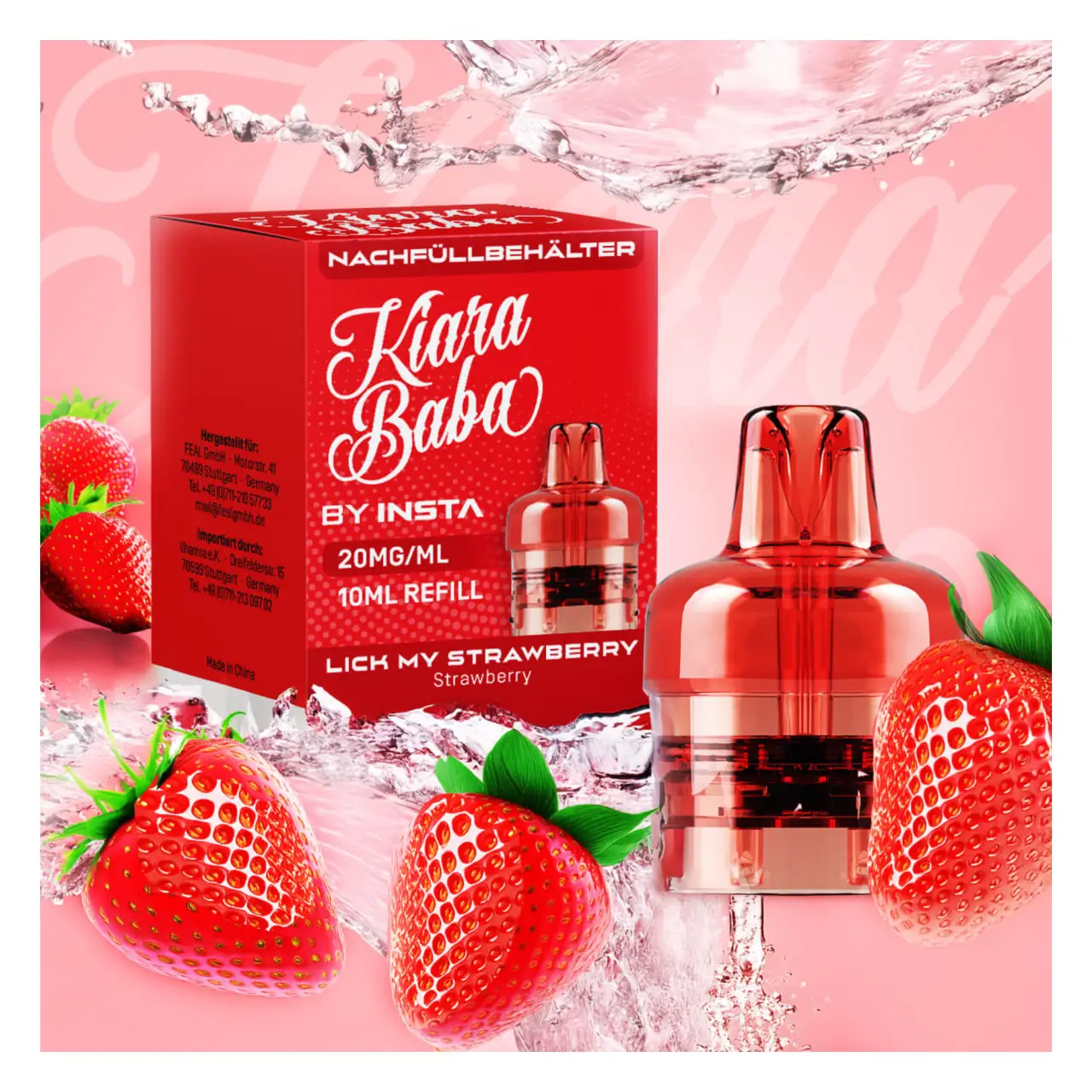 Kiara Baba 10K - Lick my Strawberry - Erdbeere - Refill Container mit 10ml Liquid Kiara Baba - Lick my Strawberry