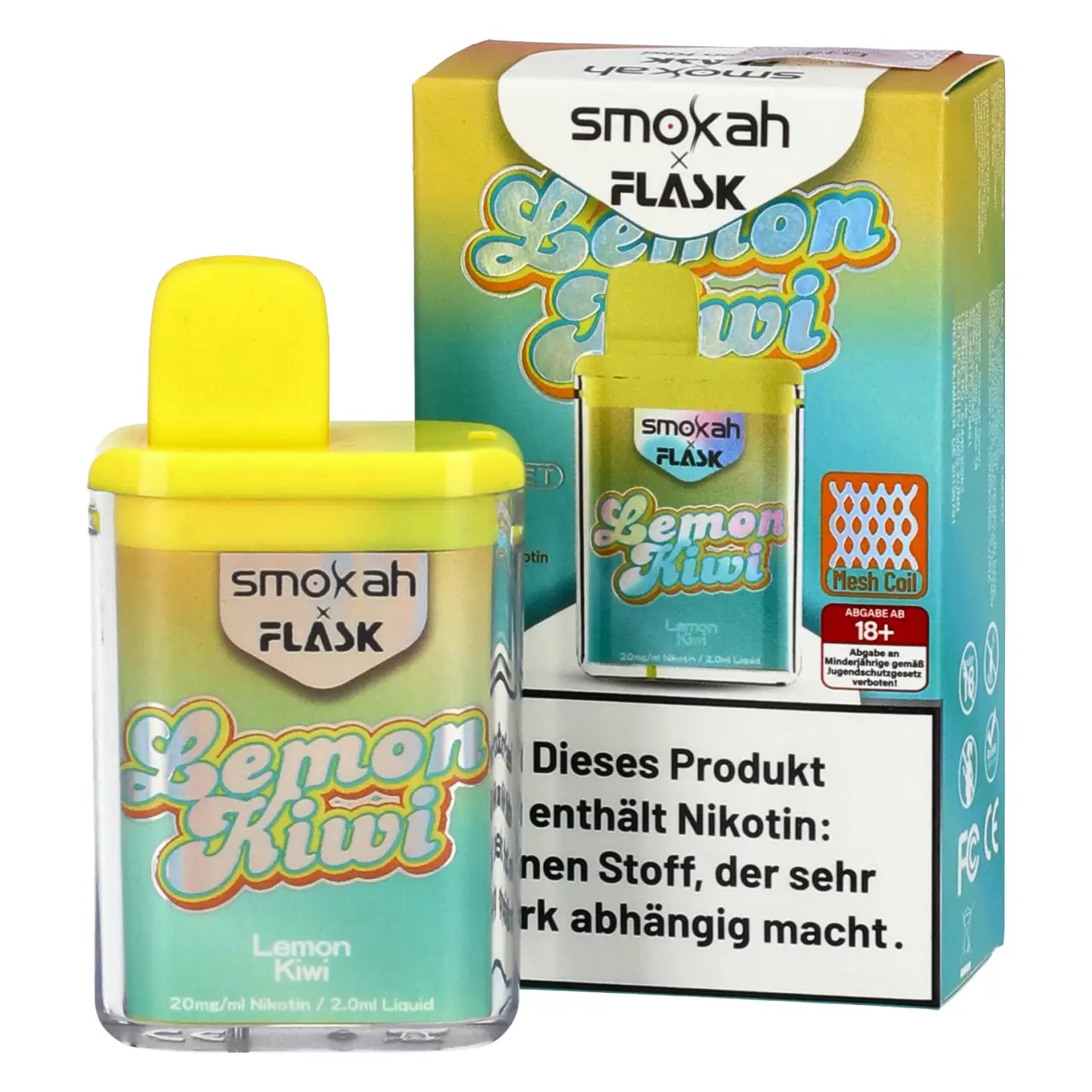 Smokah x Flask Pocket Zitrone Kiwi (Lemon Kiwi) Einweg Vape Lemon Kiwi - Smokah x Flask Pocket Einweg Vape