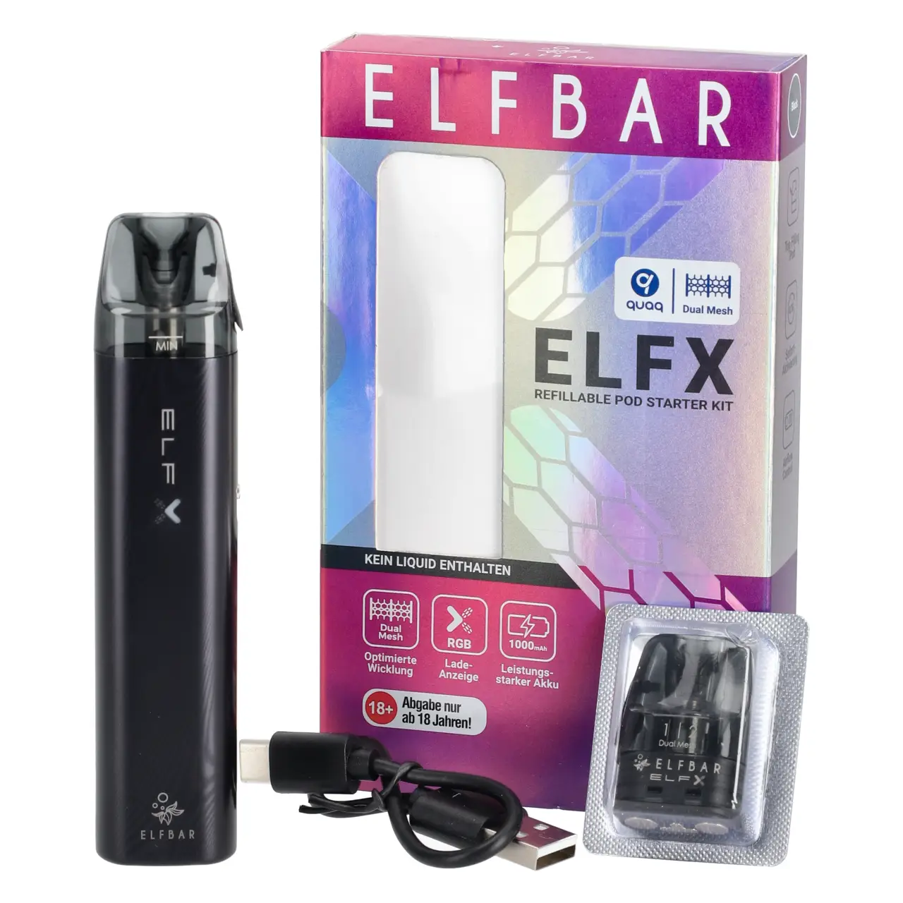 Elfx E-Zigaretten Set in Schwarz