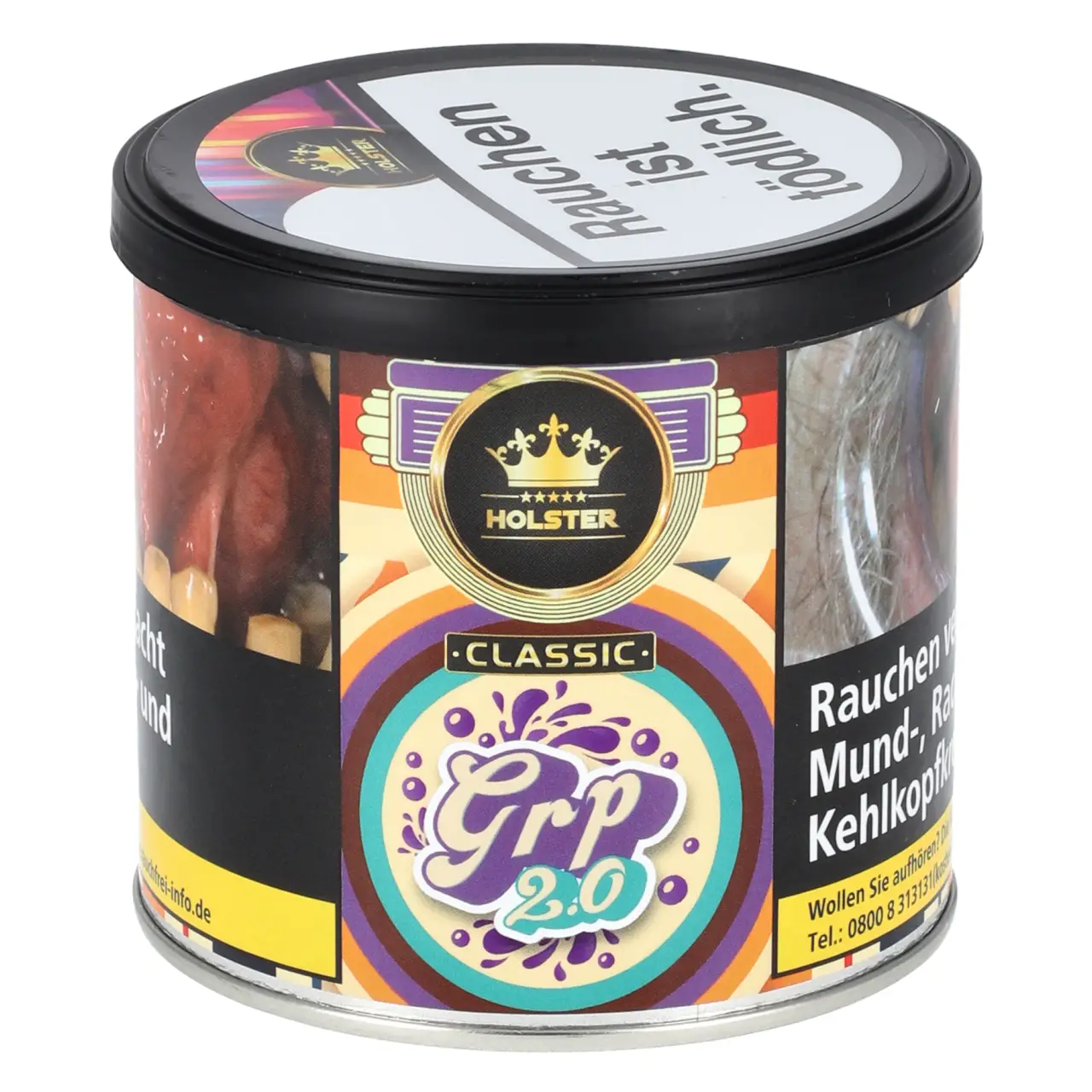 Holster Tabak Grp 2.0 - Traube Minze - Shisha Tabak 200g Holster Tobacco Grp 2.0 Shisha Tabak in der 200g Dose