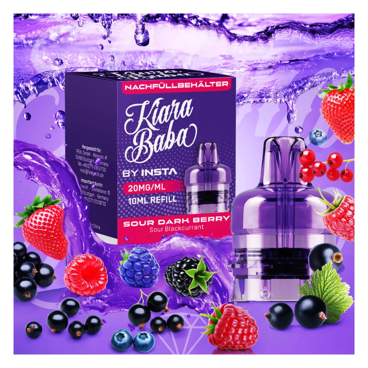 Kiara Baba 10K - Sour Dark Berry - Schwarze Johannisbeere - Refill Container mit 10ml Liquid Kiara Baba - Sour Dark Berry