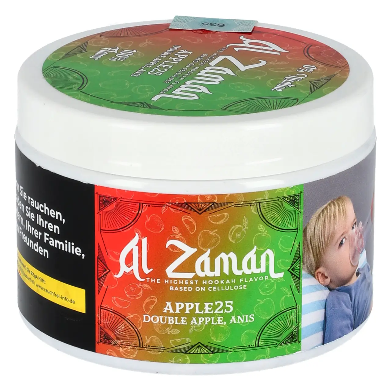 Al Zaman Doppelapfel (Apple2S) nikotinfreier Shisha Tabak, 200g Al Zaman Apple2S Shisha Tabak Ersatz 200g