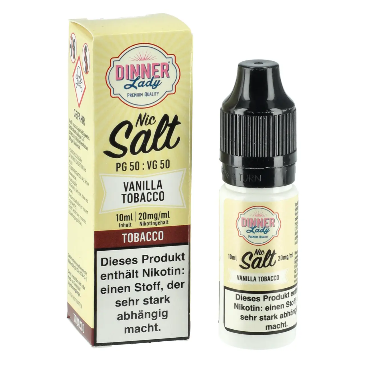 Vanilla Tobacco - Dinner Lady Nic Salt Liquid für Mehrweg Vape - 10ml