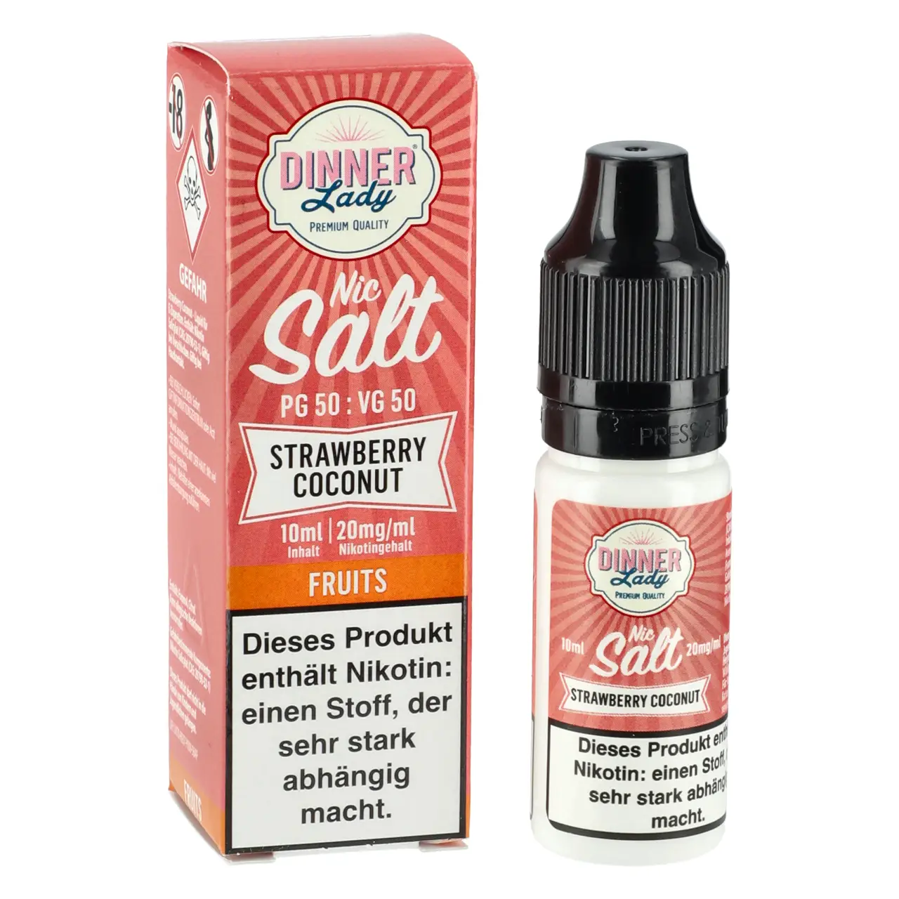 Strawberry Coconut - Dinner Lady Nic Salt Liquid für Mehrweg Vape - 10ml