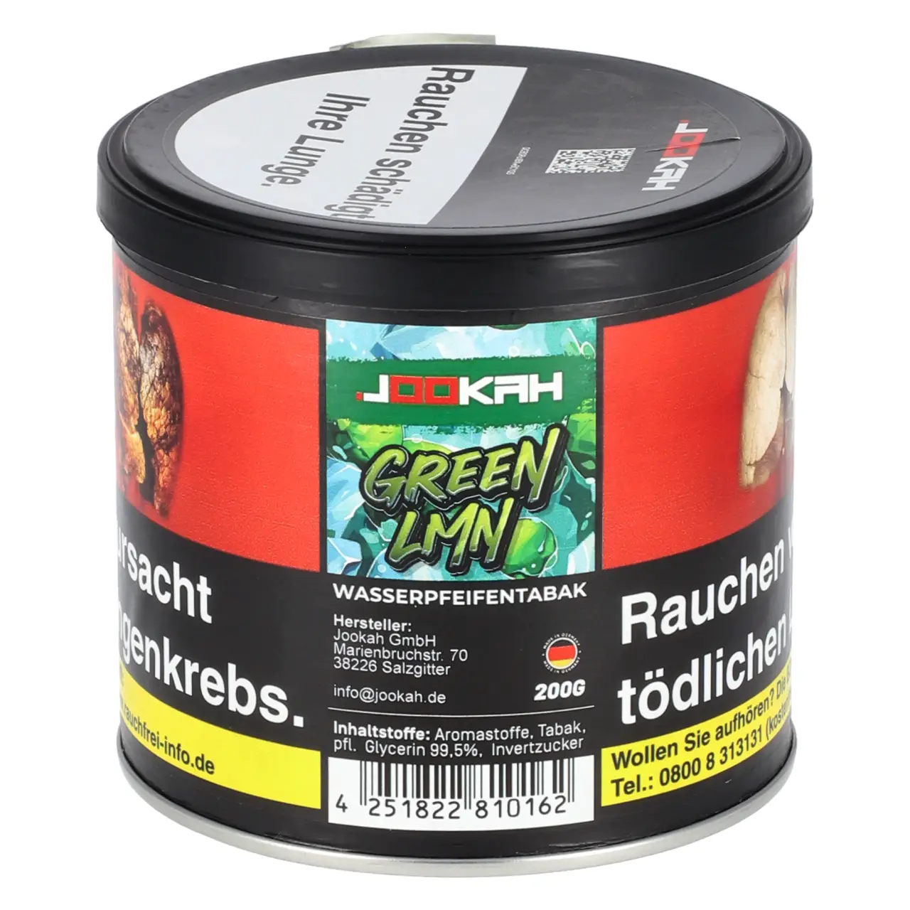 Jookah Tobacco Limette Ice (Green Lmn) Shisha Tabak, 200g Jookah Shisha Tabak Green Lmn - Limette Ice - 200g Dose