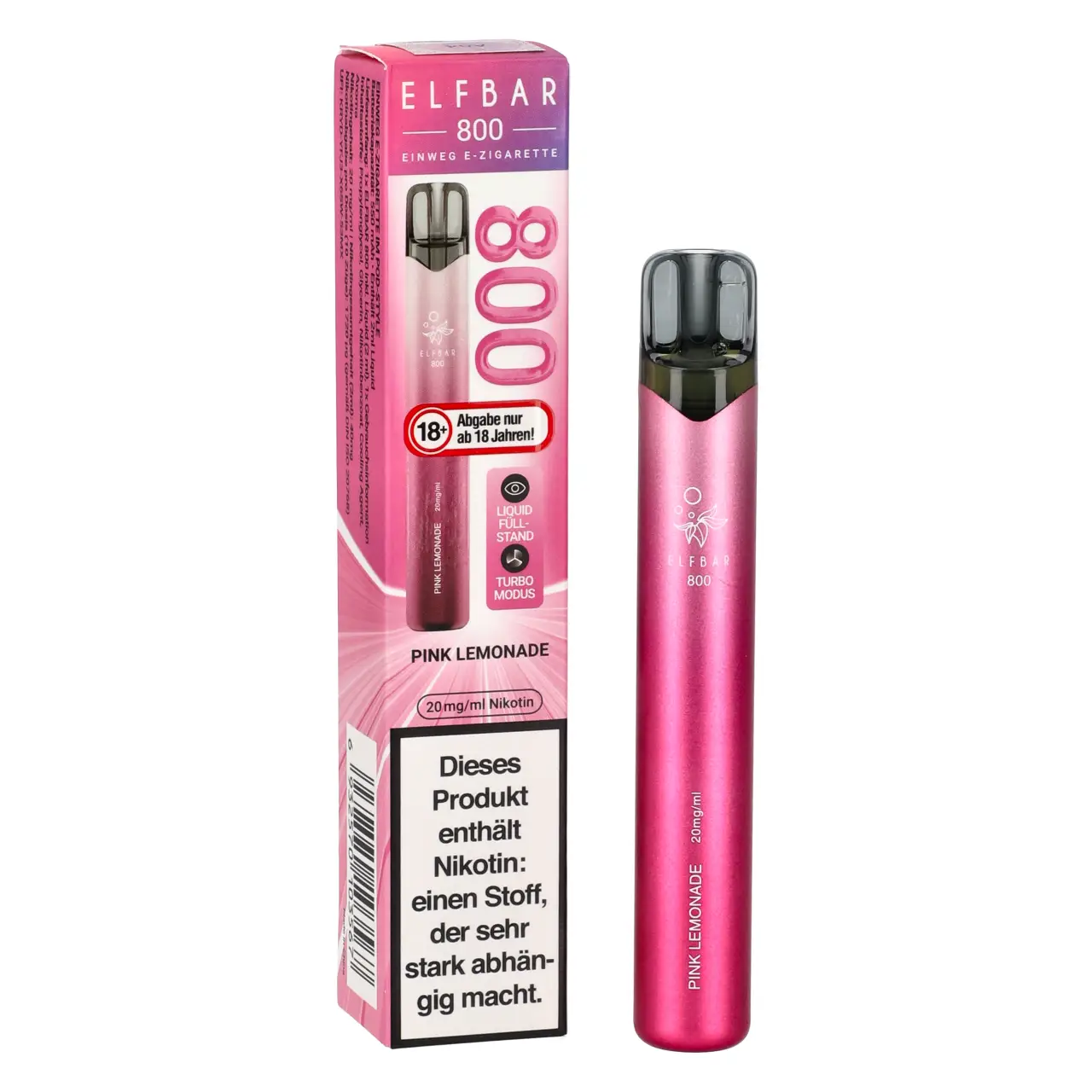 Elf Bar 800 Pink Lemonade - Zitrone Himbeere Limonade - Einweg Vape, 2ml Liquid Elfbar 800 Pink Lemonade Einweg Vape