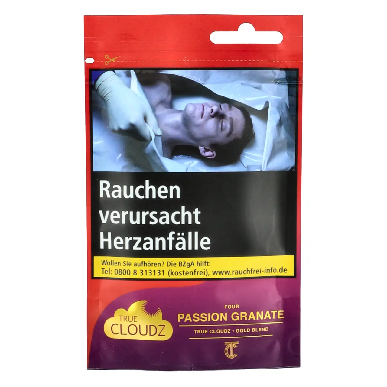 True Cloudz Maracuja Granatapfel (Four / Passion Granate) Gold Blend Shisha Tabak, 25g True Cloudz Gold Blend Shisha Tabak Passion Granate - Maracuja Granatapfel - 25g