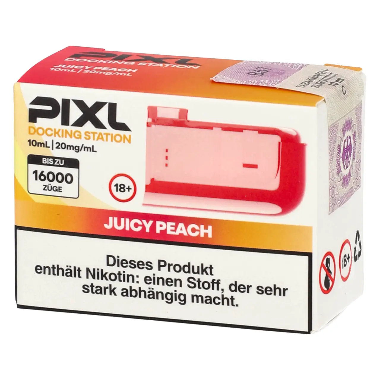 Pixl Juicy Peach Docking Station - 10 ml Liquid Tank Pixl 6000 Docking Station Juicy Peach