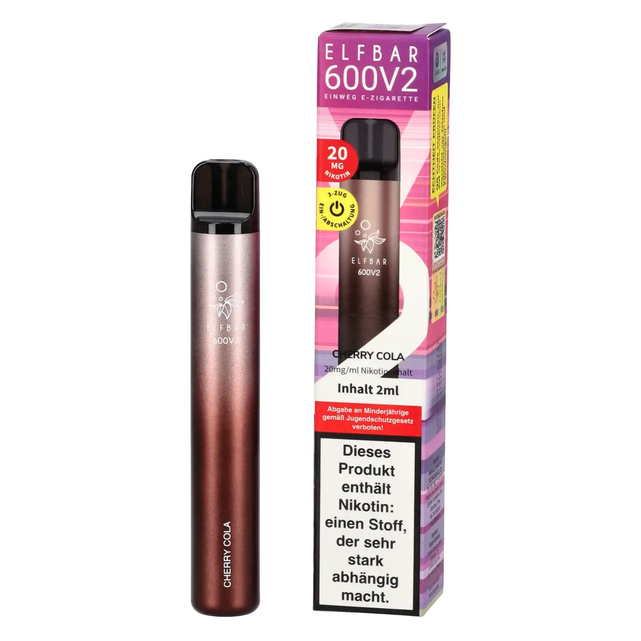 Elf Bar 600 V2 Kirsche Cola (Cherry Cola) Einweg Vape, 2ml Liquid Cherry Cola - Elfbar 600V2 Einweg Vape mit Mesh-Coil