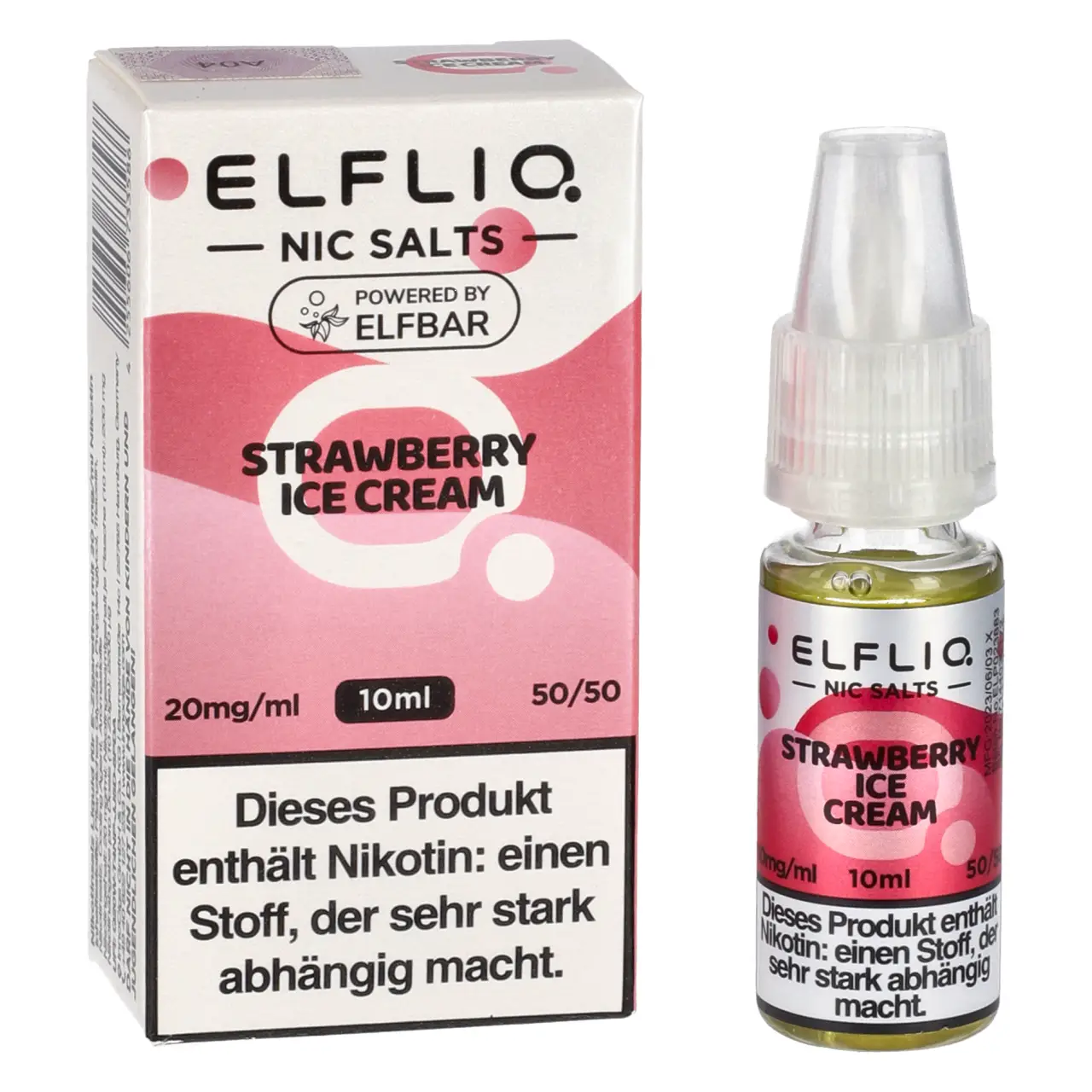Strawberry Ice Cream - Elfliq by Elfbar Nikotinsalz Liquid für Mehrweg Vape - 10ml