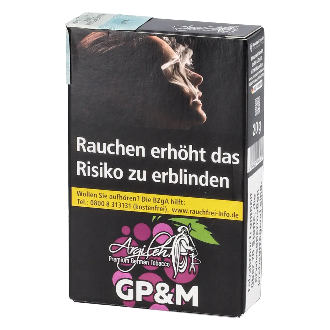 Argileh Traube Minze (GP&M) Shisha Tabak, 20g Argileh Shisha Tabak GP&M - Traube Minze - 20g