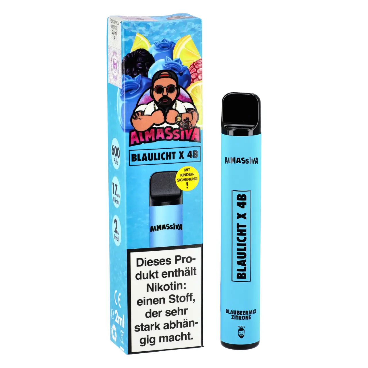 Almassiva Vape Blaubeere Zitrone Limonade (Blaulicht x 4B) Einweg E-Shisha, 2ml Blaulicht x 4B - Almassiva Einweg Vape