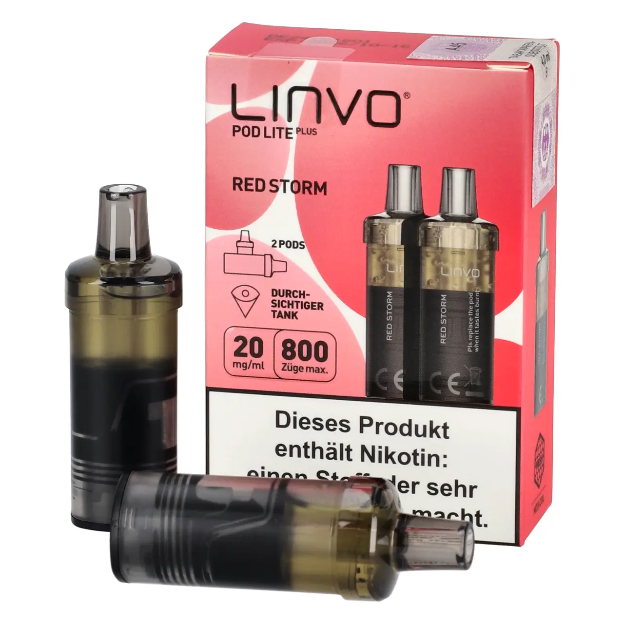 Linvo Pod Lite Plus Melone rote Früchte Ice (Red Storm) 2ml Liquid Pods, 2-er Pack Red Storm - Linvo Pod Lite Plus Prefilled Pod - 2er Packung