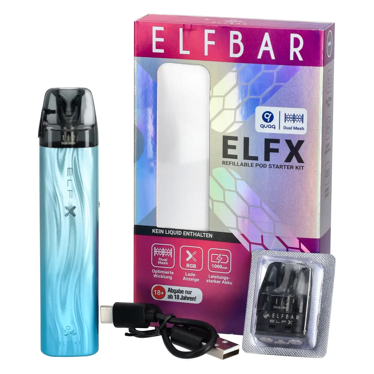 Elfx E-Zigaretten Set in Silber-Blau