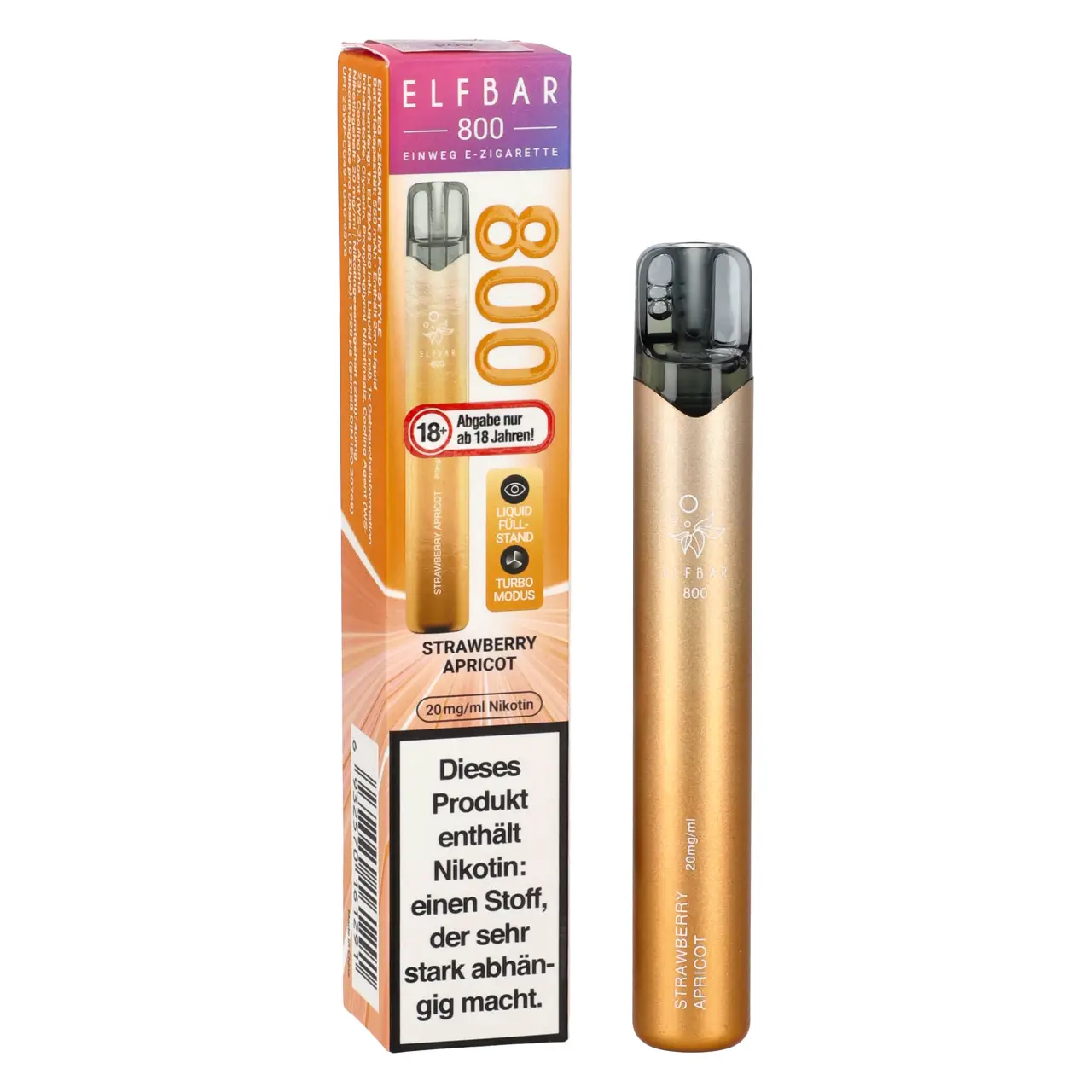 Elf Bar 800 Strawberry Apricot - Erdbeere Aprikose - Einweg Vape, 2ml Liquid Elfbar 800 Strawberry Apricot Einweg Vape