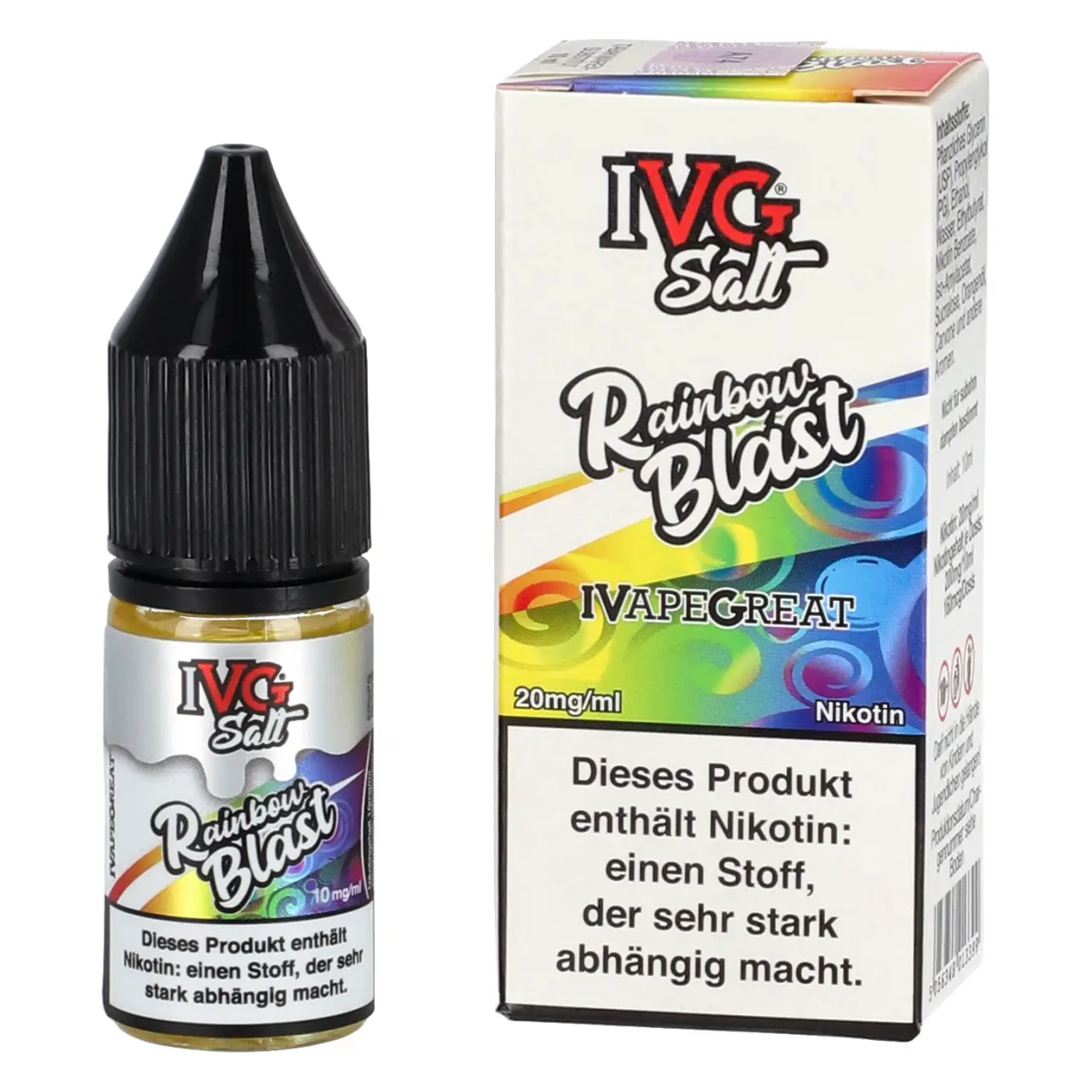 IVG Salt Früchtemix Ice (Rainbow Blast) Nikotinsalz Liquid, 10ml IVG Salt Rainbow Blast - Nikotinsalz Liquid in der 10ml Flasche