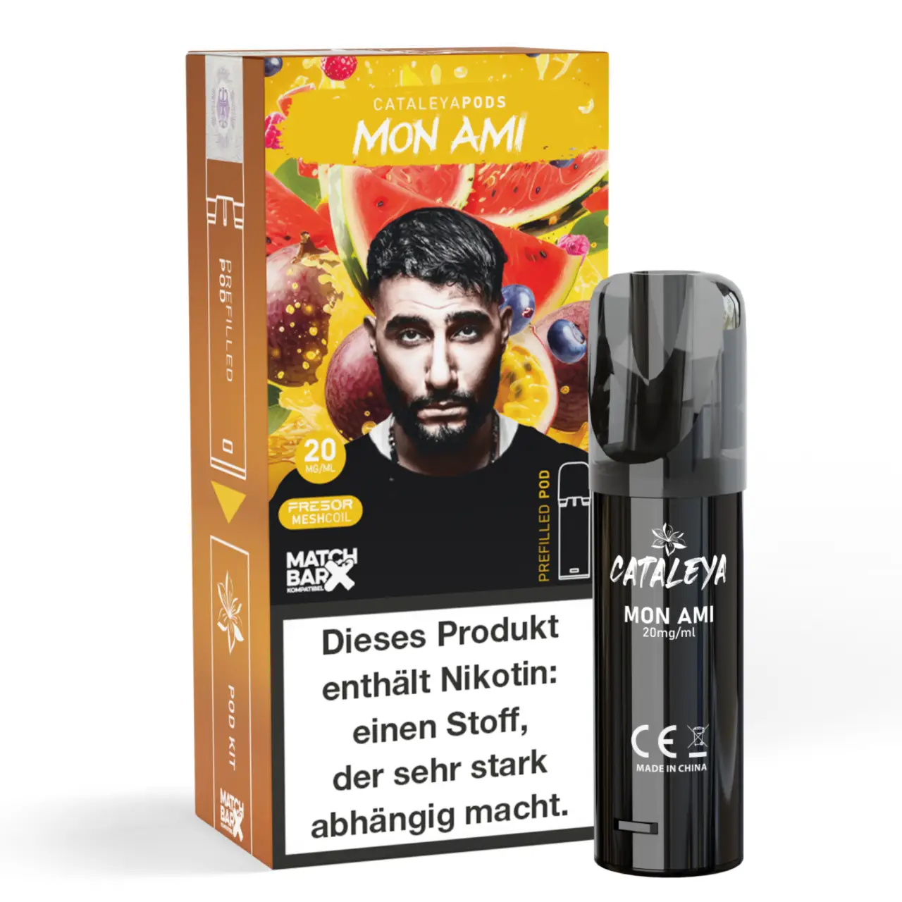 Cataleya POD Wassermelone Maracuja Himbeere (Mon Ami) Prefilled mit 2ml Liquid Mon Ami - Cataleya by Samra Prefilled Pod für Mehrweg Vape - befüllt mit 2ml Liquid - MatchBar X kompatibel