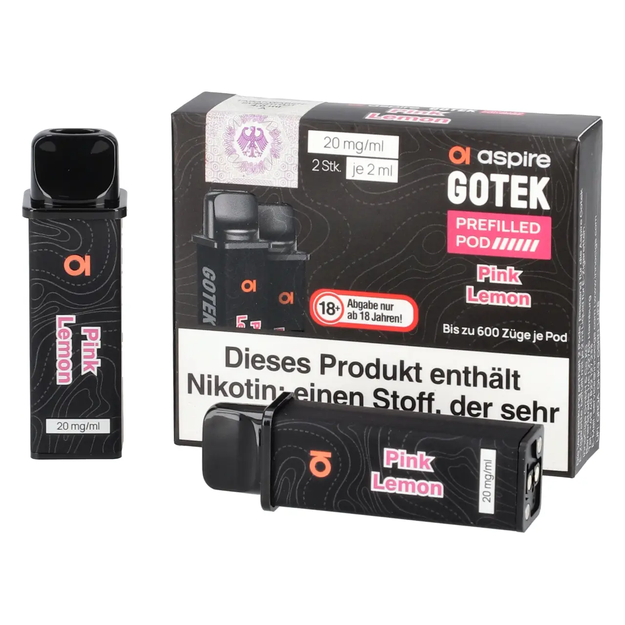 Aspire Gotek Zitrone Himbeere Limonade (Pink Lemon) Prefilled Pod 2ml, 2-er Pack Pink Lemonade - Aspire Gotek Prefilled Pod für Mehrweg Vape - befüllt mit 2ml Liquid - 2er Packung