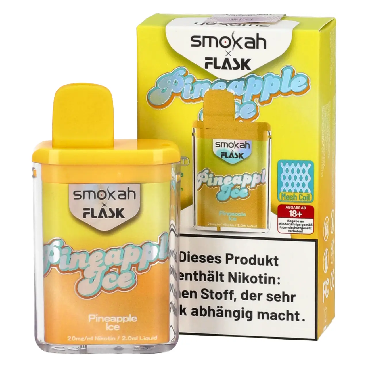 Smokah x Flask Pocket Ananas Ice (Pineapple Ice) Einweg Vape Pineapple Ice - Smokah x Flask Pocket Einweg Vape