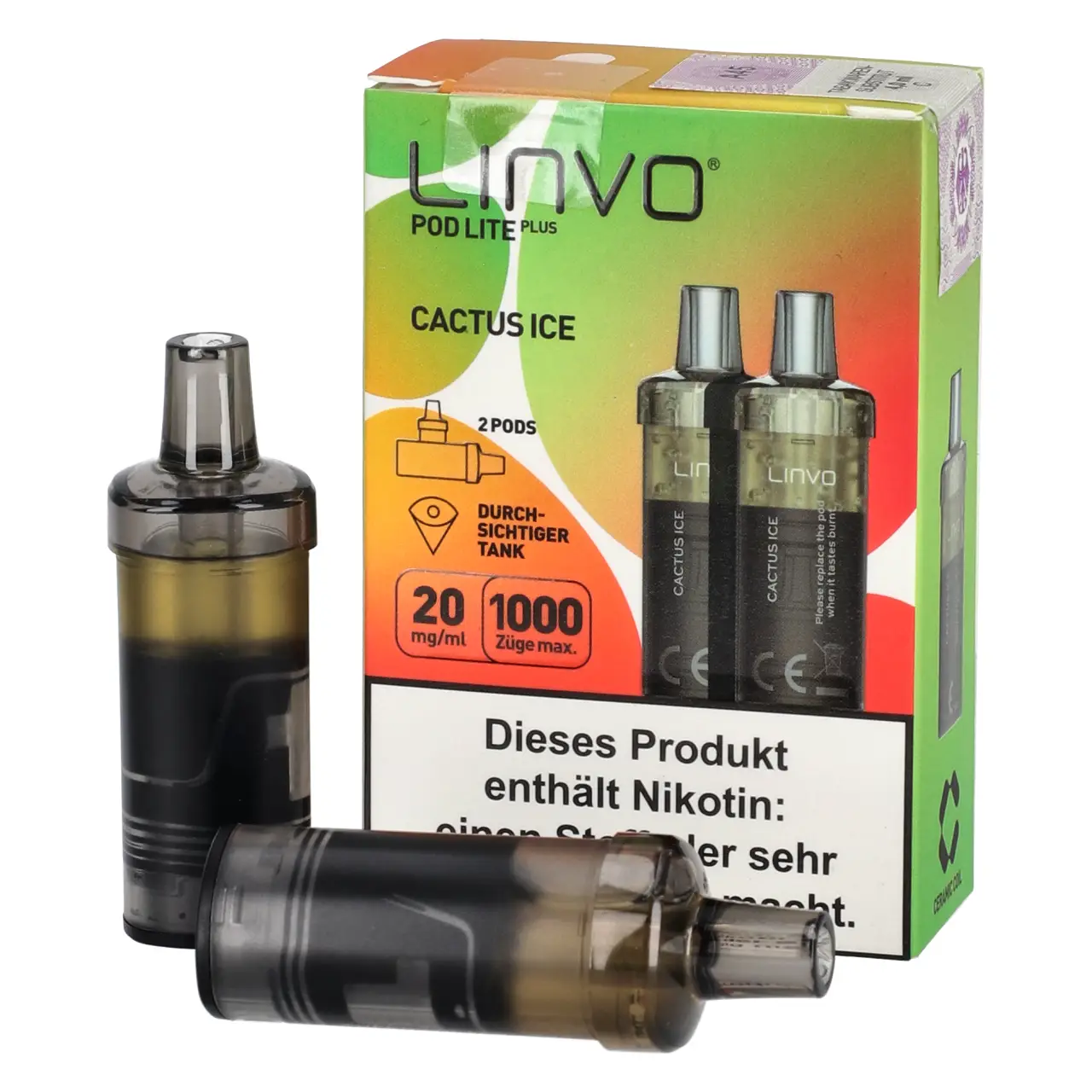 Linvo Pod Lite Plus Kaktusfeige Ice (Cactus Ice) 2ml Liquid Pods, 2-er Pack Cactus Ice - Linvo Pod Lite Plus Prefilled Pod - 2er Packung