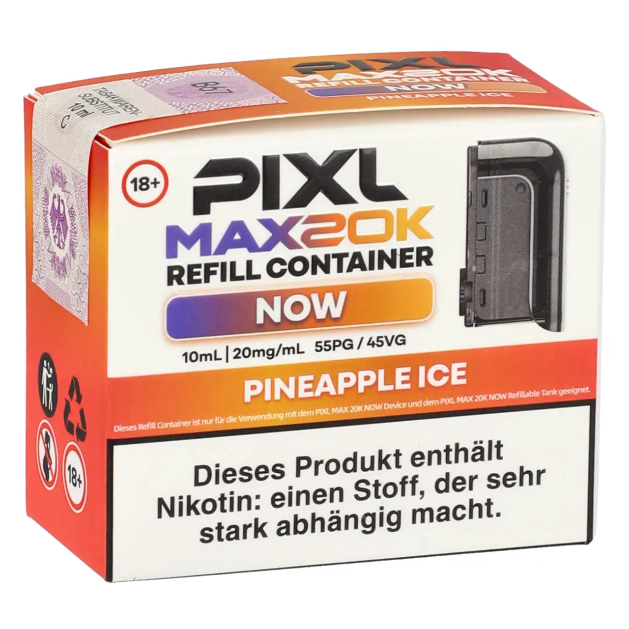 Pixl Max 20K Now Pineapple Ice (Ananas Ice) Refill Container - 10 ml Liquid Tank Pixl Max 20K Now Refill Container Pineapple Ice