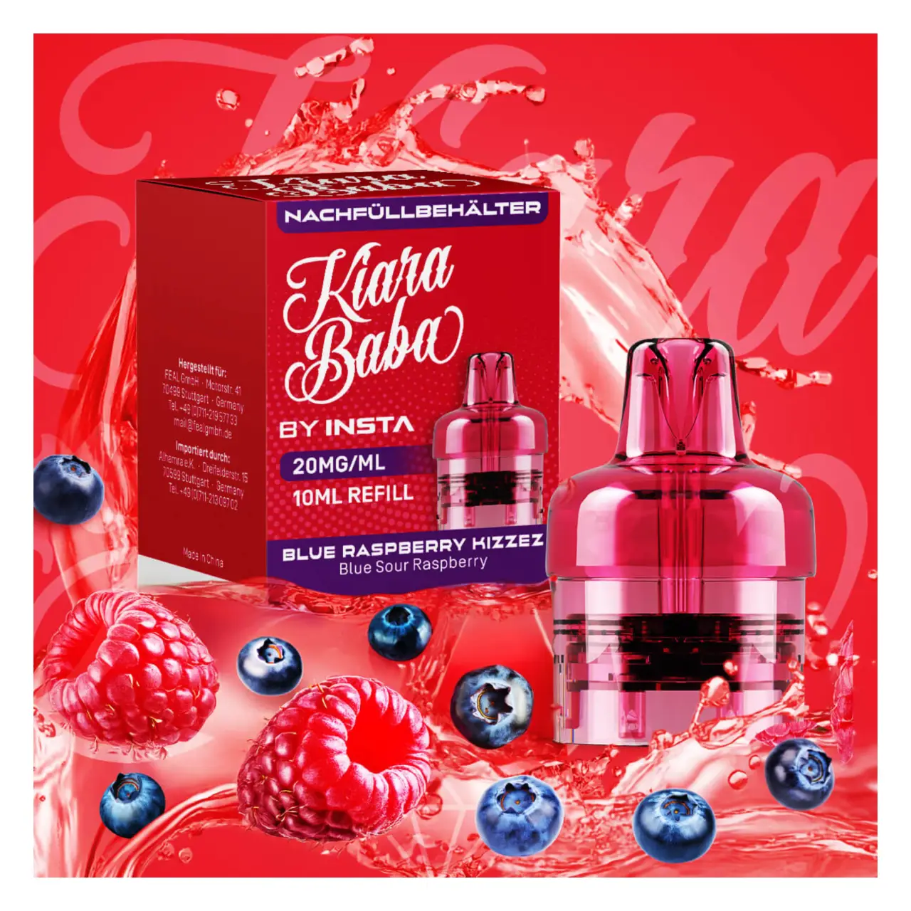 Kiara Baba 10K - Blue Raspberry Kizzez - Blaubeere saure Himbeere - Refill Container mit 10ml Liquid Kiara Baba - Blue Razzberry Kizzez