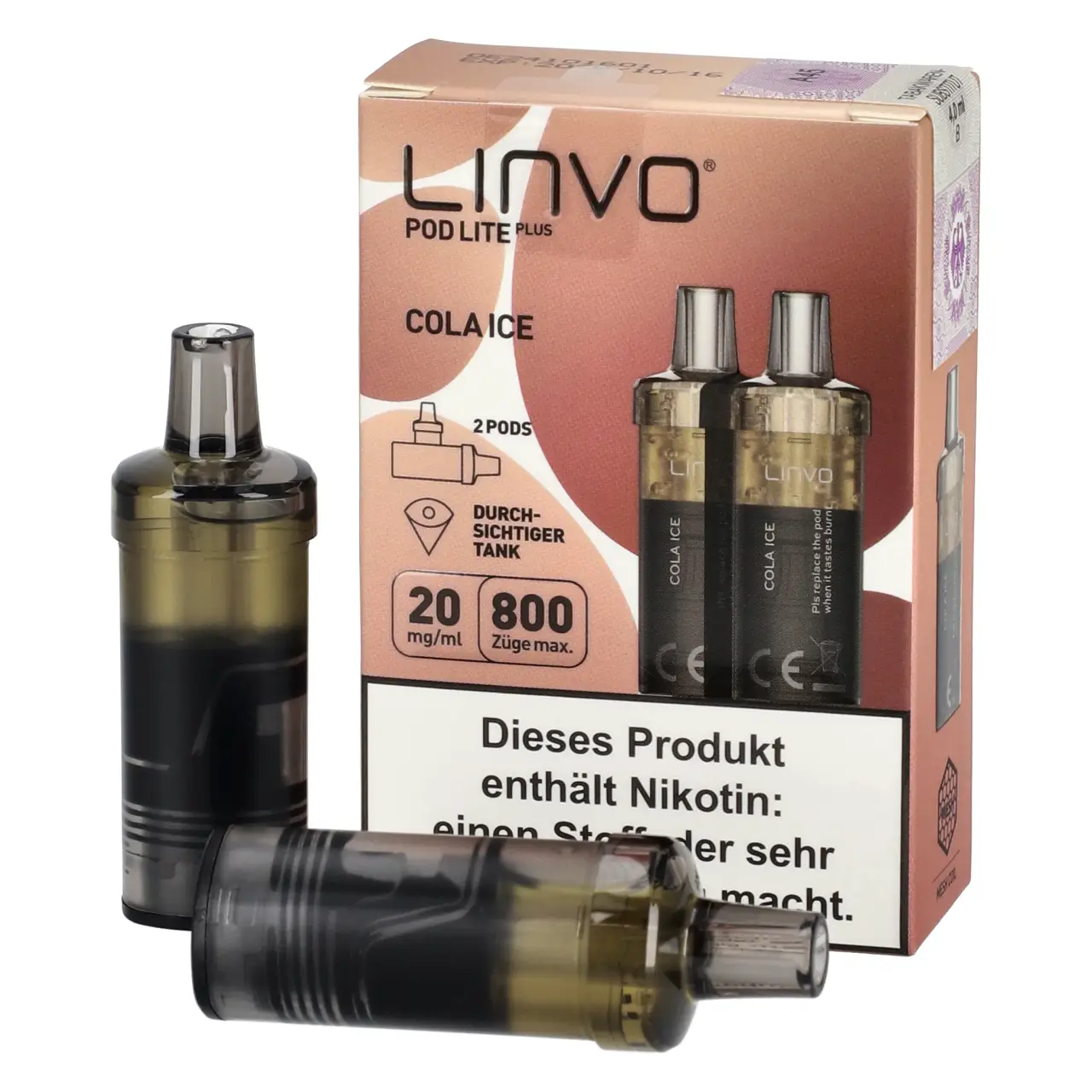 Linvo Pod Lite Plus kühle Cola (Cola Ice) 2ml Liquid Pods, 2-er Pack Cola Ice - Linvo Pod Lite Plus Prefilled Pod - 2er Packung