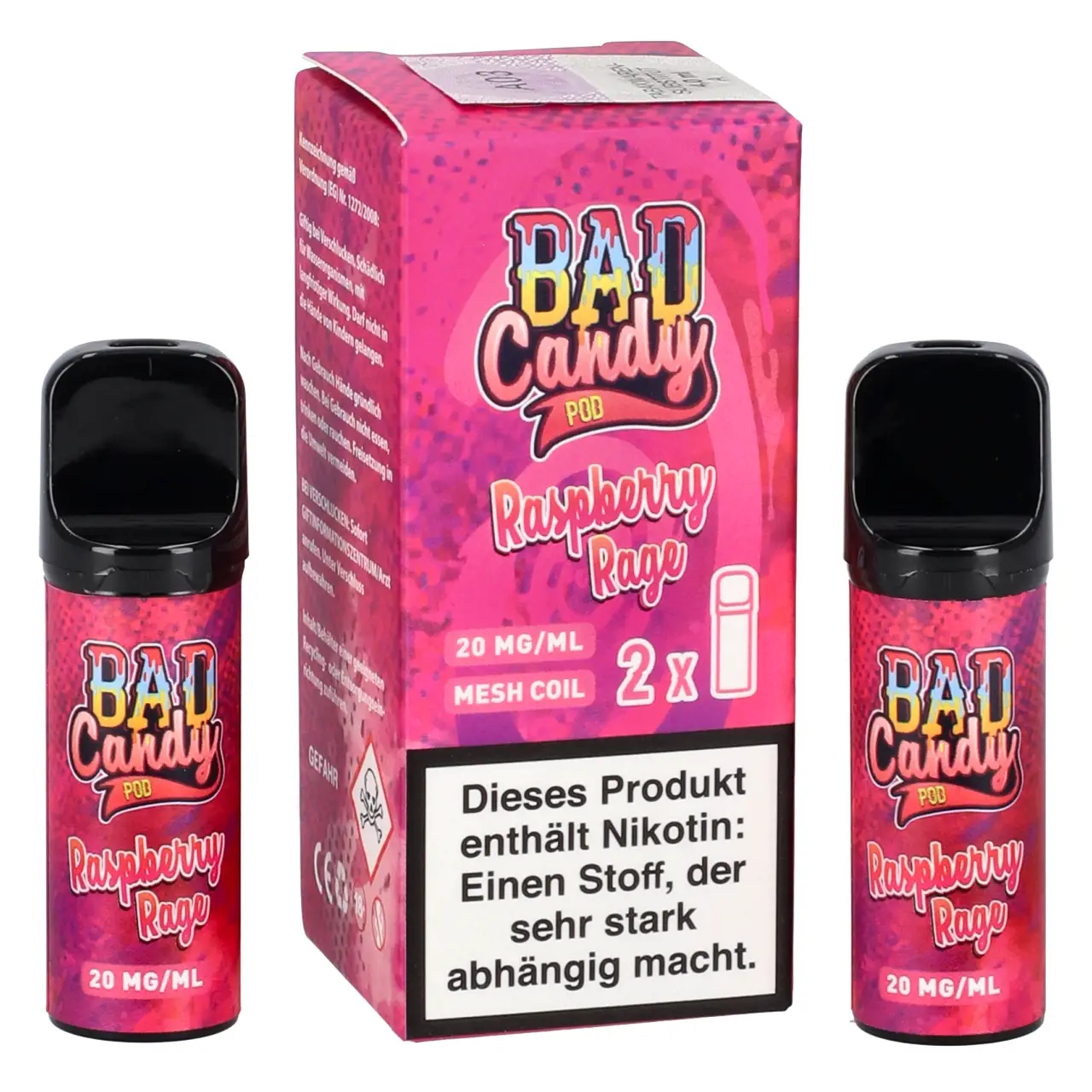 Raspberry Rage - Bad Candy Pod für Mehrweg Vape - befüllt mit 2ml Liquid - ELFA kompatibel - 2er Packung