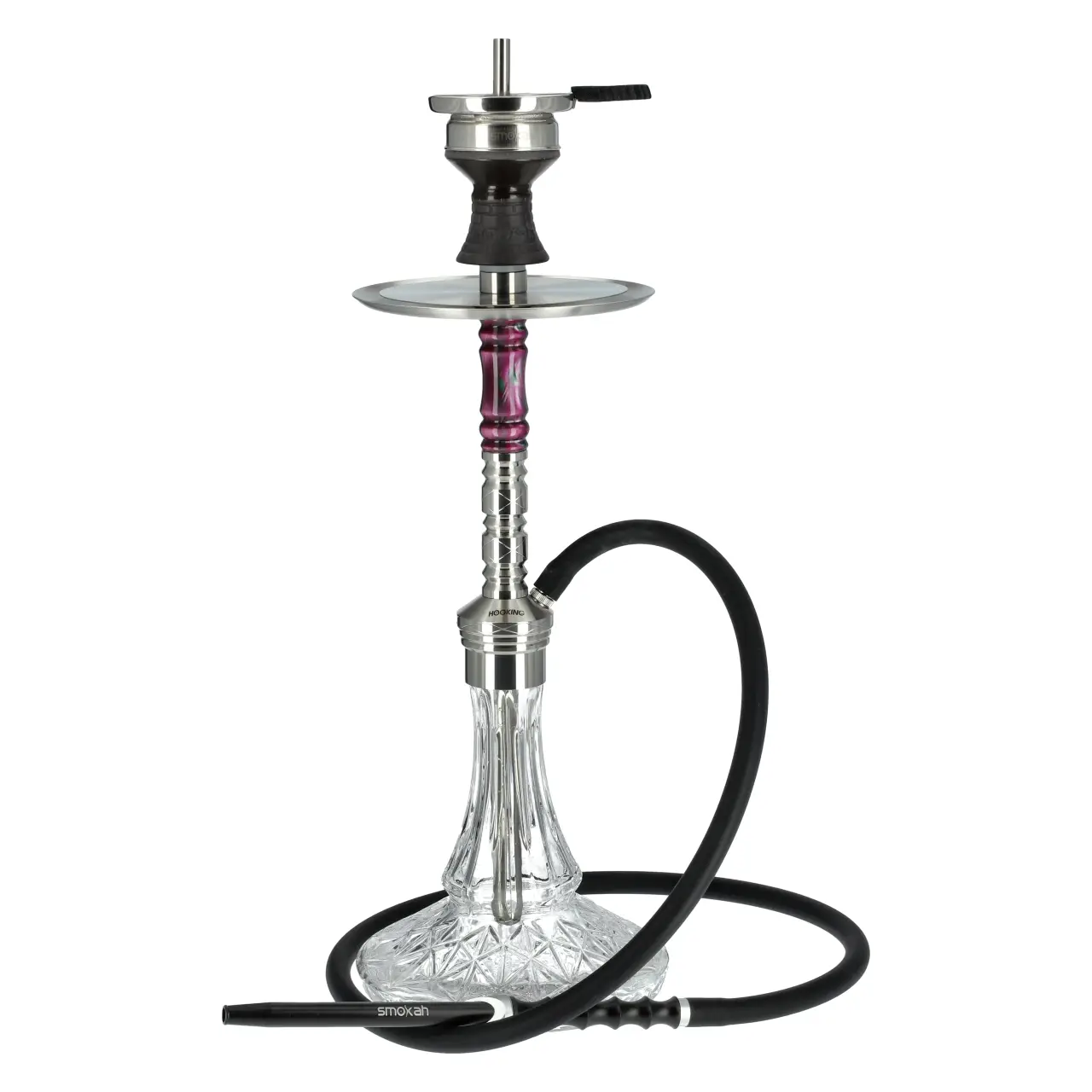 Hooking Edelstahl Shisha Smoky Komplett-Set, 63 cm Hooking Smoky Shisha Violet mit Bowl HK1