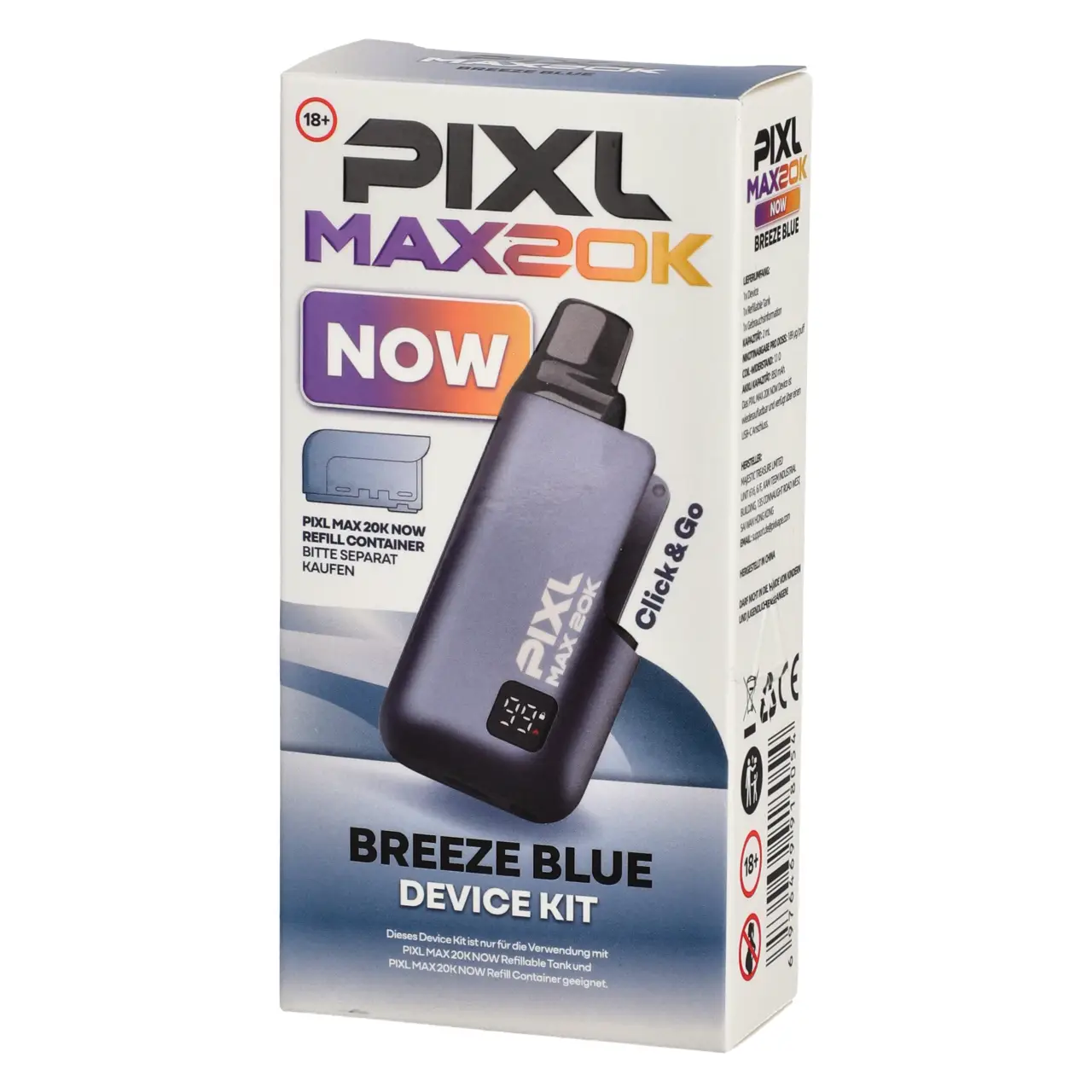 Pixl Max 20K Now Device Kit - Breeze Blue - Basisgerät ohne Liquid Pixl Max 20K Now Device Kit Verpackung Breeze Blue
