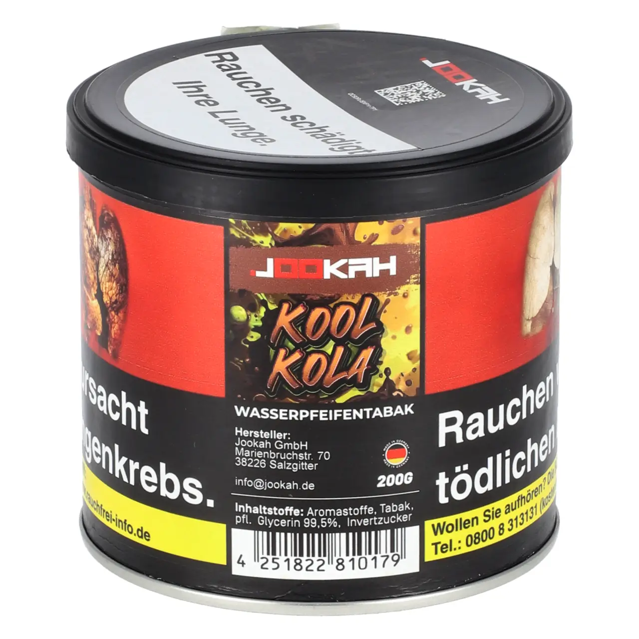 Jookah Tobacco Cola Limette (Kool Kola) Shisha Tabak, 200g Jookah Shisha Tabak Kool Kola - Cola Limette - 200g Dose