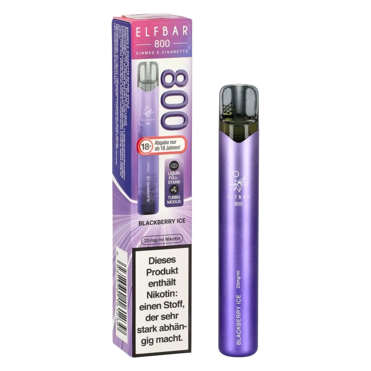 Elf Bar 800 Brombeere Ice (Blackberry Ice) Einweg Vape, 2ml Liquid Elfbar 800 Blackberry Ice Einweg Vape