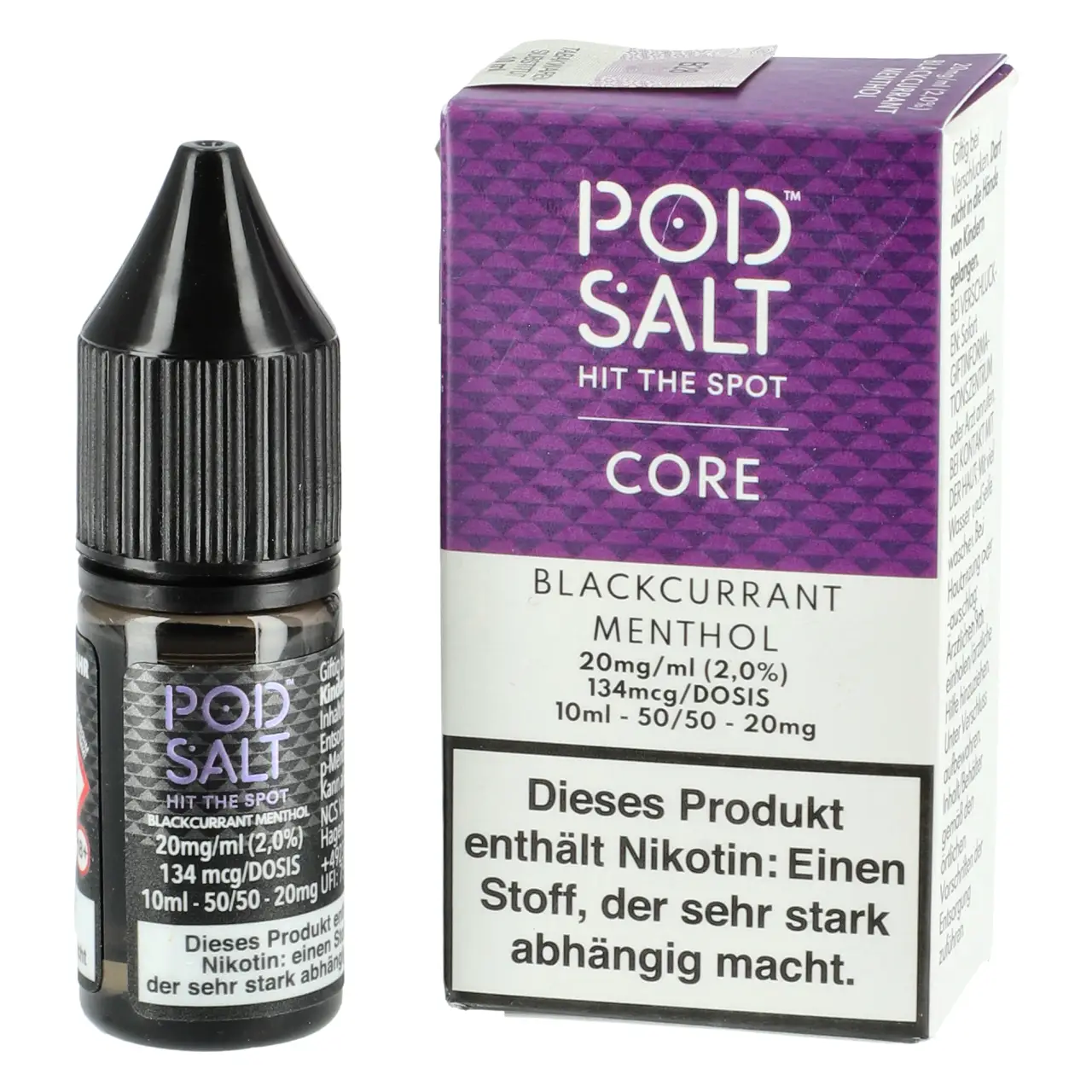 Pod Salt Core schwarze Johannisbeere Menthol (Blackcurrant Menthol) Nikotinsalz Liquid, 10ml Blackcurrant Menthol - Pod Salt Core Nikotinsalz Liquid Flasche 10ml