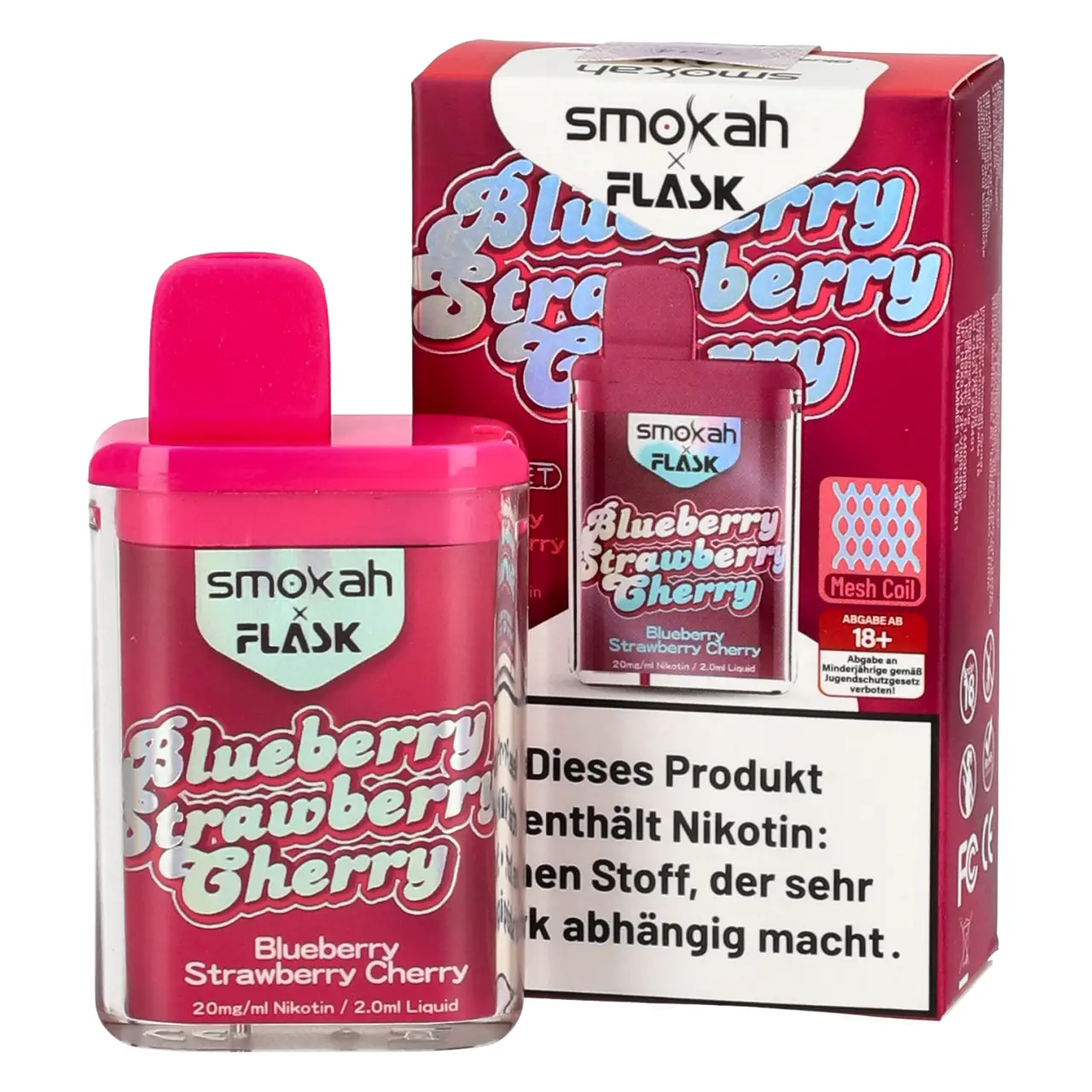 Blueberry Strawberry Cherry - Smokah x Flask Pocket Einweg Vape