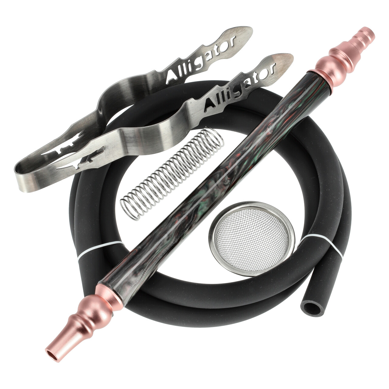 SH12458-002_Schlauchset Alligator Bingo Performance Alu Shisha Rose, 52 cm