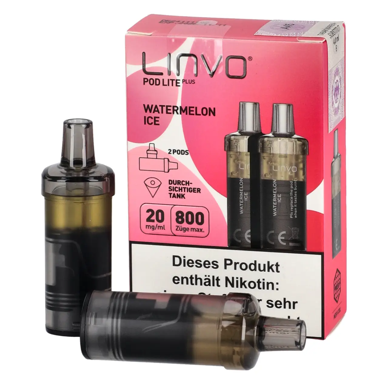 Linvo Pod Lite Plus kühle Wassermelone (Watermelon Ice) 2ml Liquid Pods, 2-er Pack Watermelon Ice - Linvo Pod Lite Plus Prefilled Pod - 2er Packung