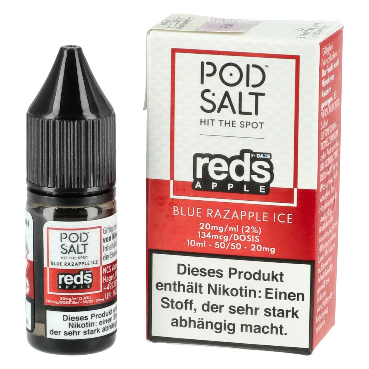 Pod Salt Fusion Beerenmix roter Apfel Ice (Reds Apple - Blue Razapple Ice) Nikotinsalz Liquid, 10ml Reds Apple - Blue Razapple Ice - Pod Salt Fusion Nikotinsalz Liquid 10ml