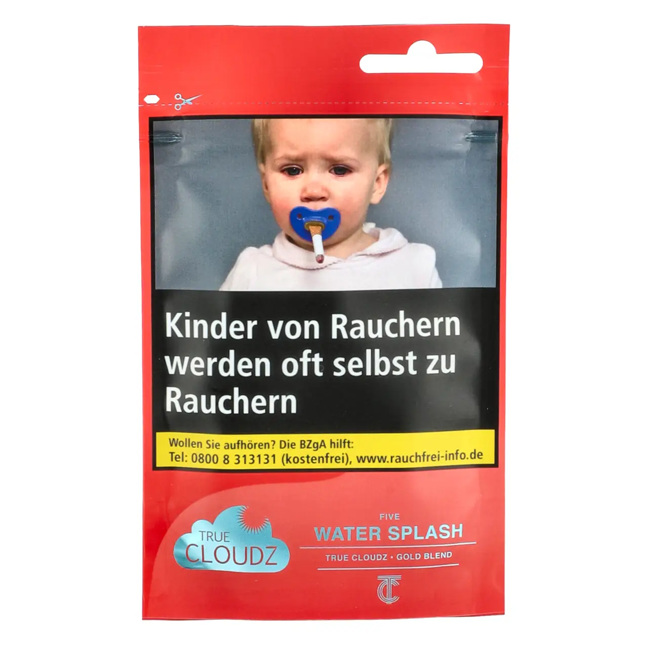True Cloudz Wassermelone Ice (Five / Water Splash) Gold Blend Shisha Tabak, 25g True Cloudz Gold Blend Shisha Tabak Water Splash - Wassermelone Ice - 25g