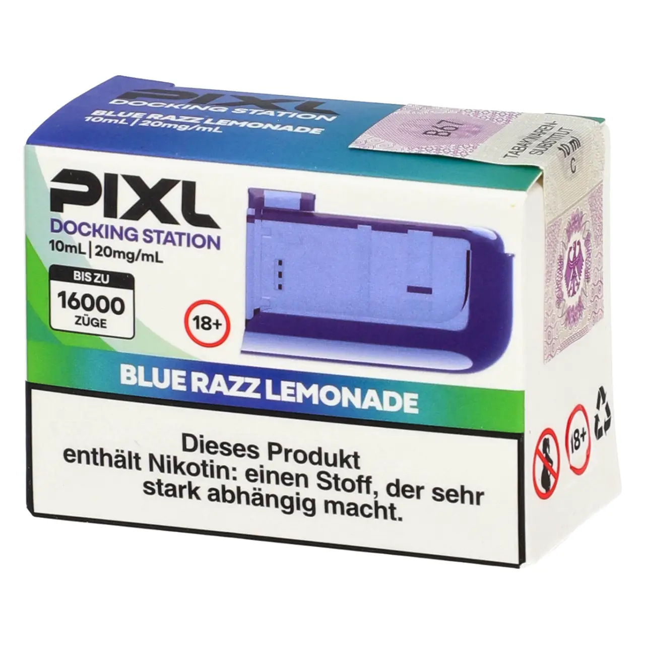 Pixl Blue Razz Lemonade Docking Station - 10 ml Liquid Tank Pixl 6000 Docking Station Blue Razz Lemonade