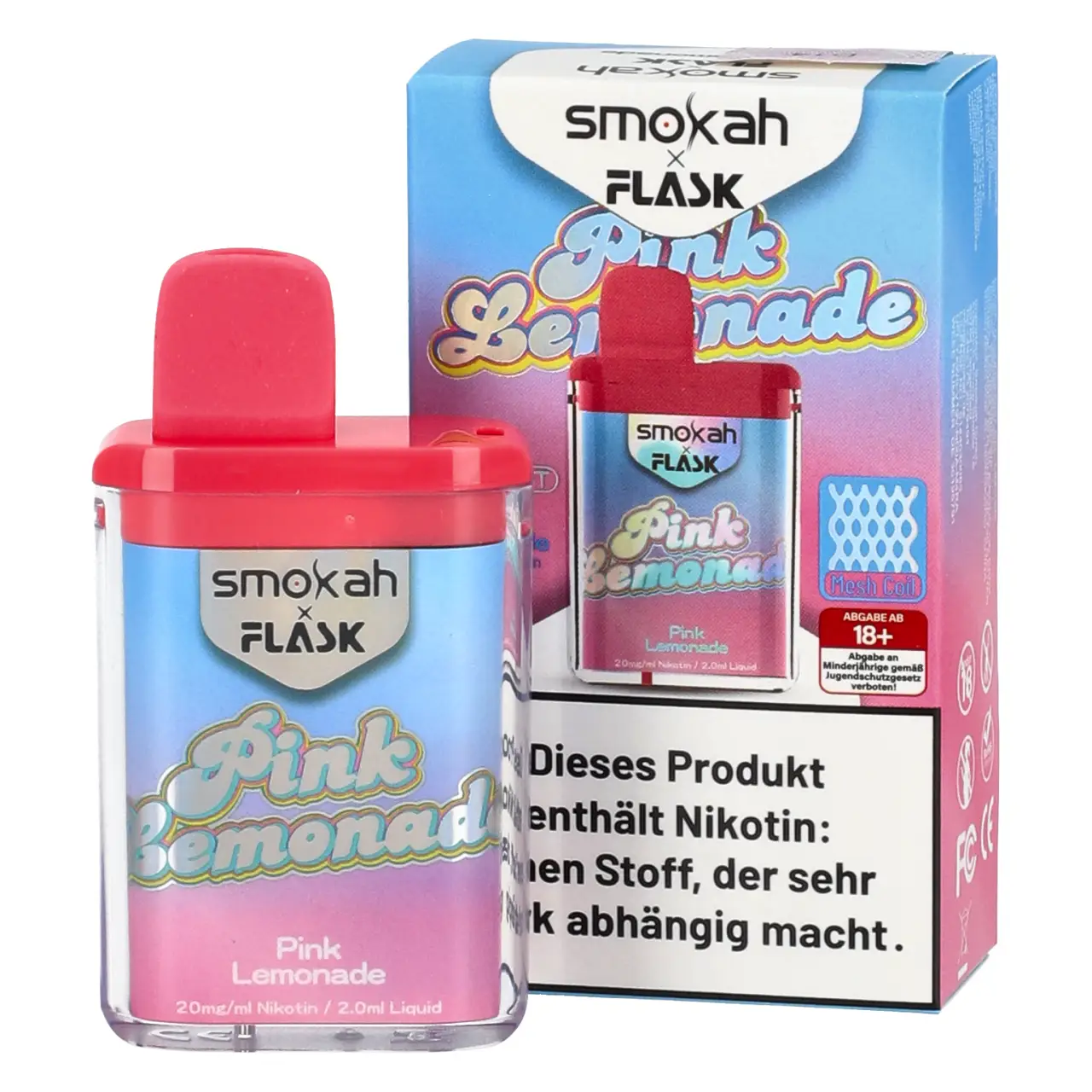Smokah x Flask Pocket Zitrone Himbeere Limonade (Pink Lemonade) Einweg Vape Pink Lemonade - Smokah x Flask Pocket Einweg Vape