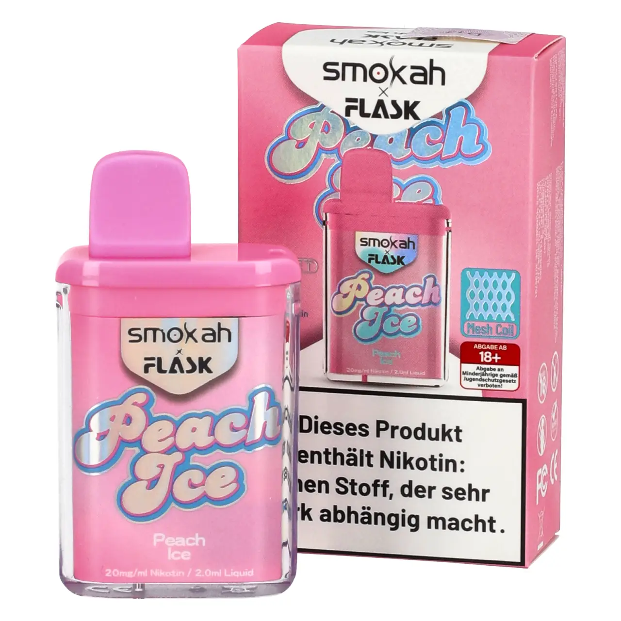 Smokah x Flask Pocket Pfirsich Ice (Peach Ice) Einweg Vape Peach Ice - Smokah x Flask Pocket Einweg Vape