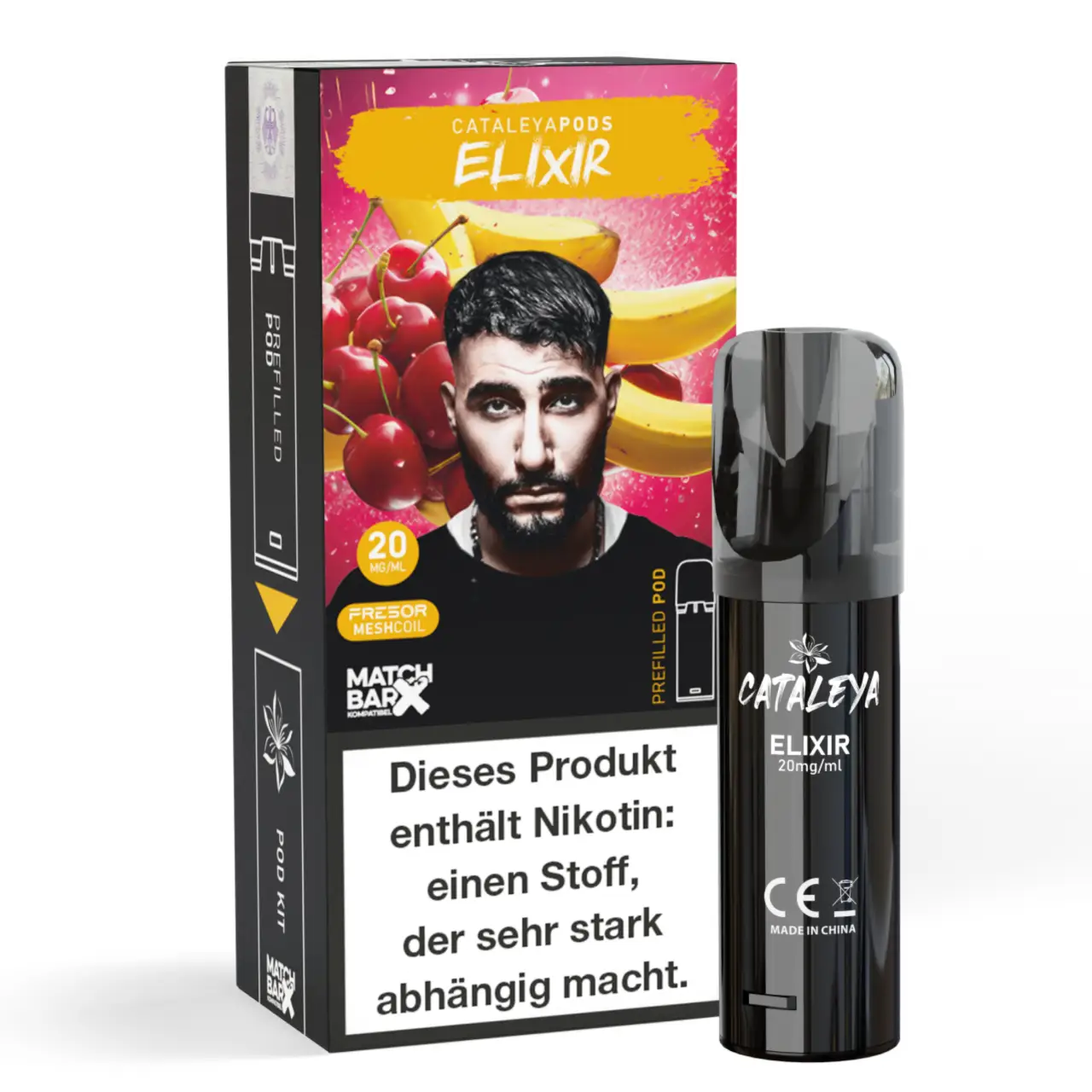 Cataleya POD Banane Kirsche (Elixir) Prefilled mit 2ml Liquid Elixir - Cataleya by Samra Prefilled Pod für Mehrweg Vape - befüllt mit 2ml Liquid - MatchBar X kompatibel