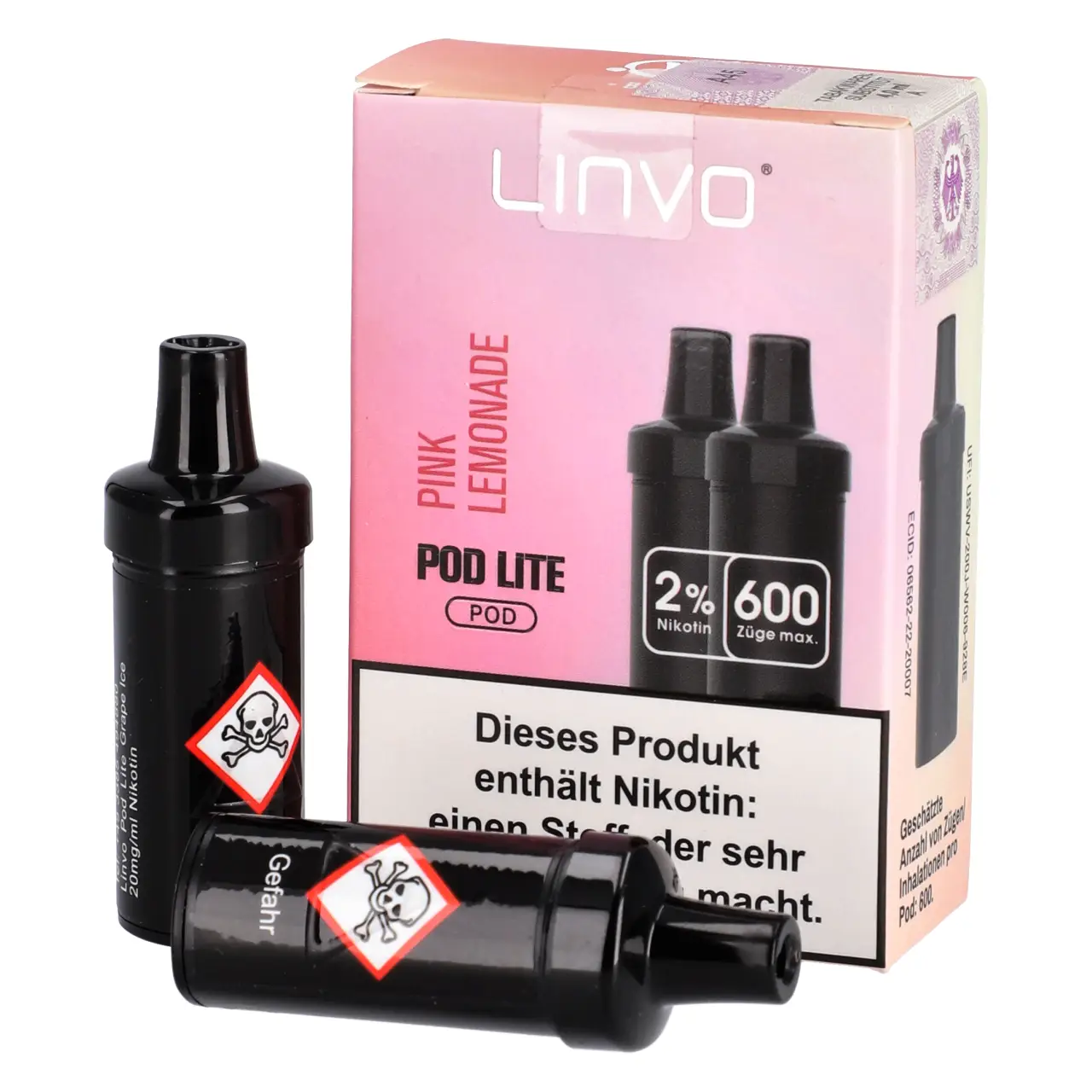 Linvo Pod Lite Zitrone Himbeere Limonade (Pink Lemonade) 2ml Liquid Pods, 2-er Pack Pink Lemonade - Linvo Pod Lite Prefilled Pod - 2er Packung