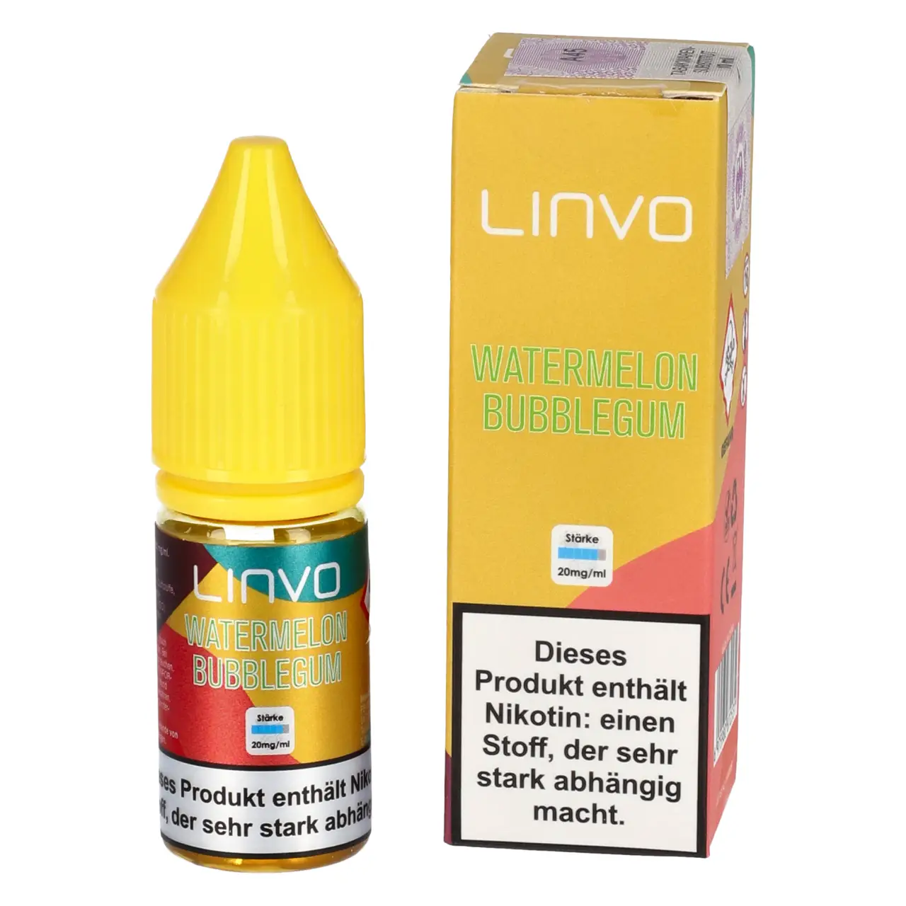 Linvo Liquid Wassermelone Kaugummi (Watermelon Bubblegum) Nikotinsalz, 10ml Watermelon Bubblegum - Linvo Nikotinsalz Liquid für Mehrweg Vape - 10ml