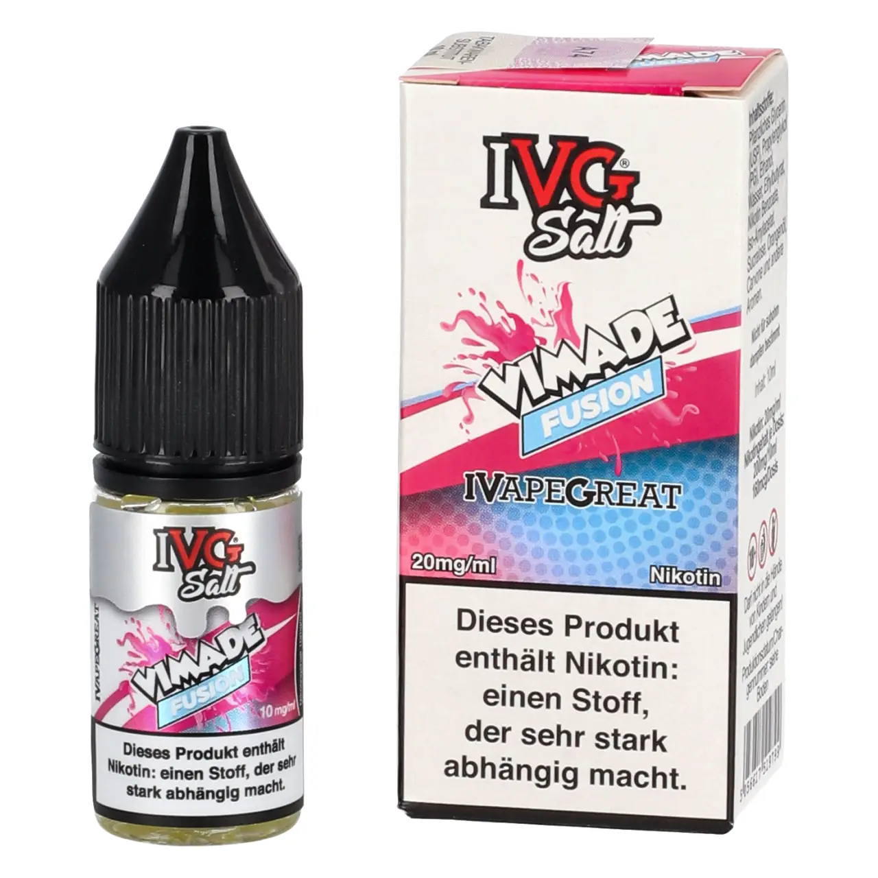 IVG Salt Himbeere Orange Maracuja (Vimade Fusion) Nikotinsalz Liquid, 10ml IVG Salt Vimade Fusion - Nikotinsalz Liquid in der 10ml Flasche