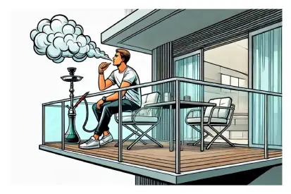 Shisha rauchen auf dem Balkon