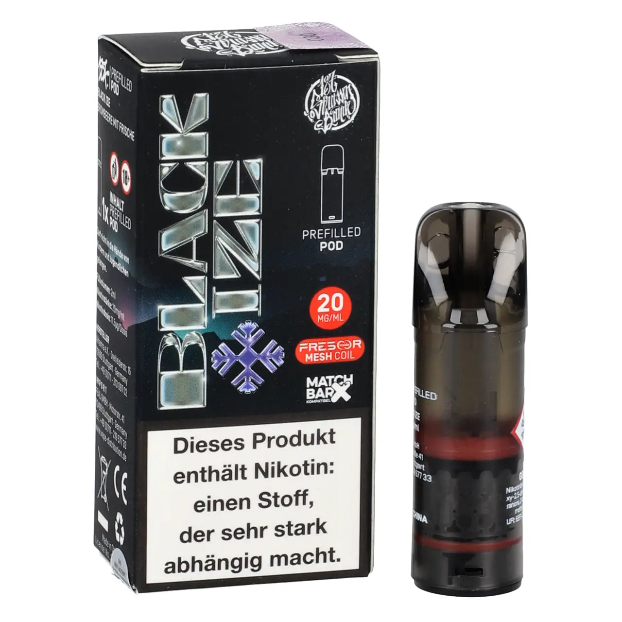 187 Strassenbande POD kühle Brombeere (Black Ize) Prefilled mit 2ml Liquid Black Ize - 187 Strassenbande Prefilled Pod für Mehrweg Vape - befüllt mit 2ml Liquid - MatchBar X kompatibel