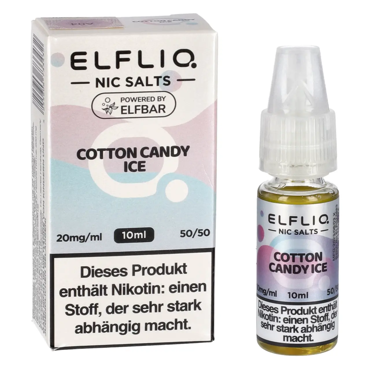 Cotton Candy Ice - Elfliq by Elfbar Nikotinsalz Liquid für Mehrweg Vape - 10ml